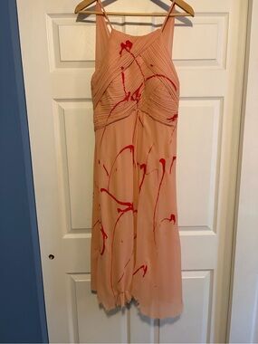 Peach Slip Dress with Red Blood Paint Splatter for Halloween